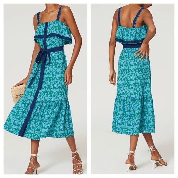 Derek Lam Collective Floral Popover Midi Dress - Picture 1 of 7